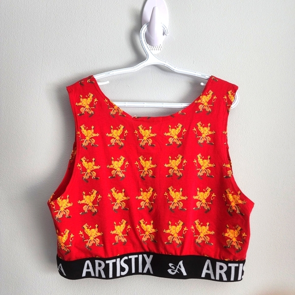 Artistix Junior's Printed Logo Band Sports Bra Red Size Large - Picture 8 of 16